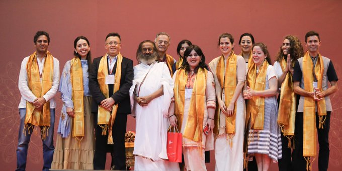 A diplomatic delegation representing several South American nations visited the Bangalore Ashram and extended a warm invitation to visit their countries: Gurudev Sri Sri Ravi Shankar
