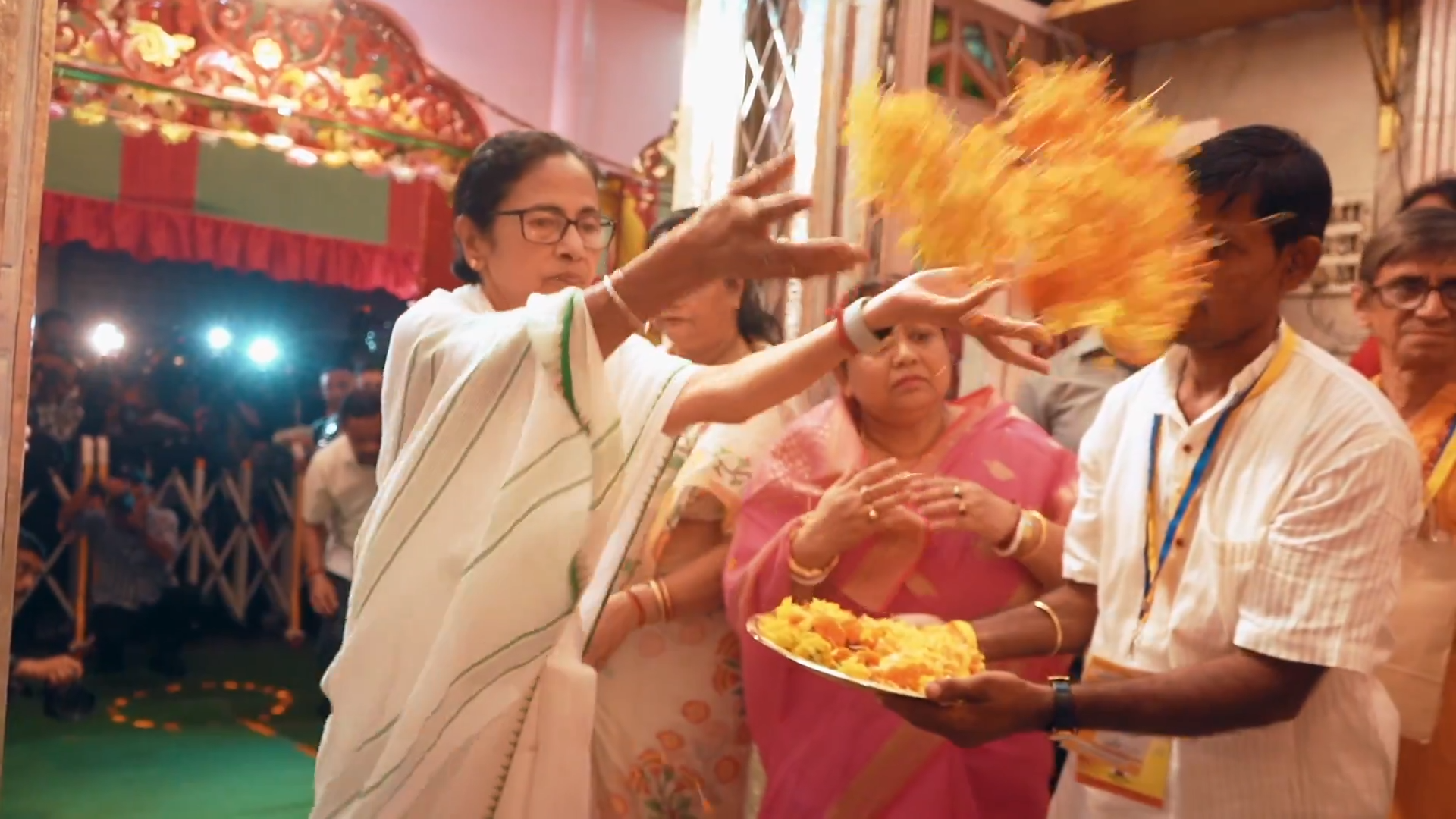 With devotion, I inaugurated the newly adorned entrance of Maa Shitala temple embellished with intricate silver work : Mamata Banerjee