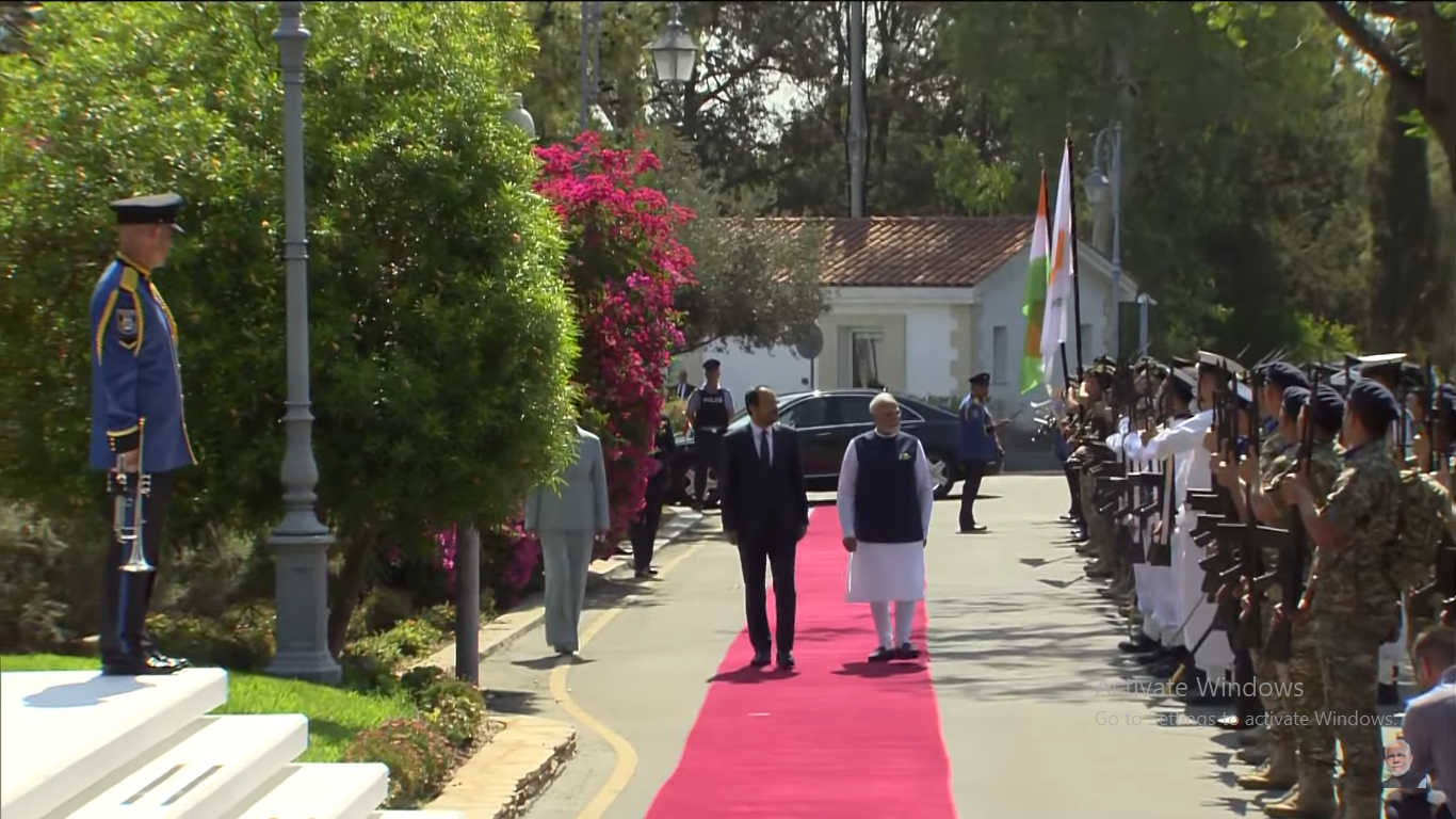 PM Modi receives Ceremonial Welcome at the Presidential Palace in Cyprus