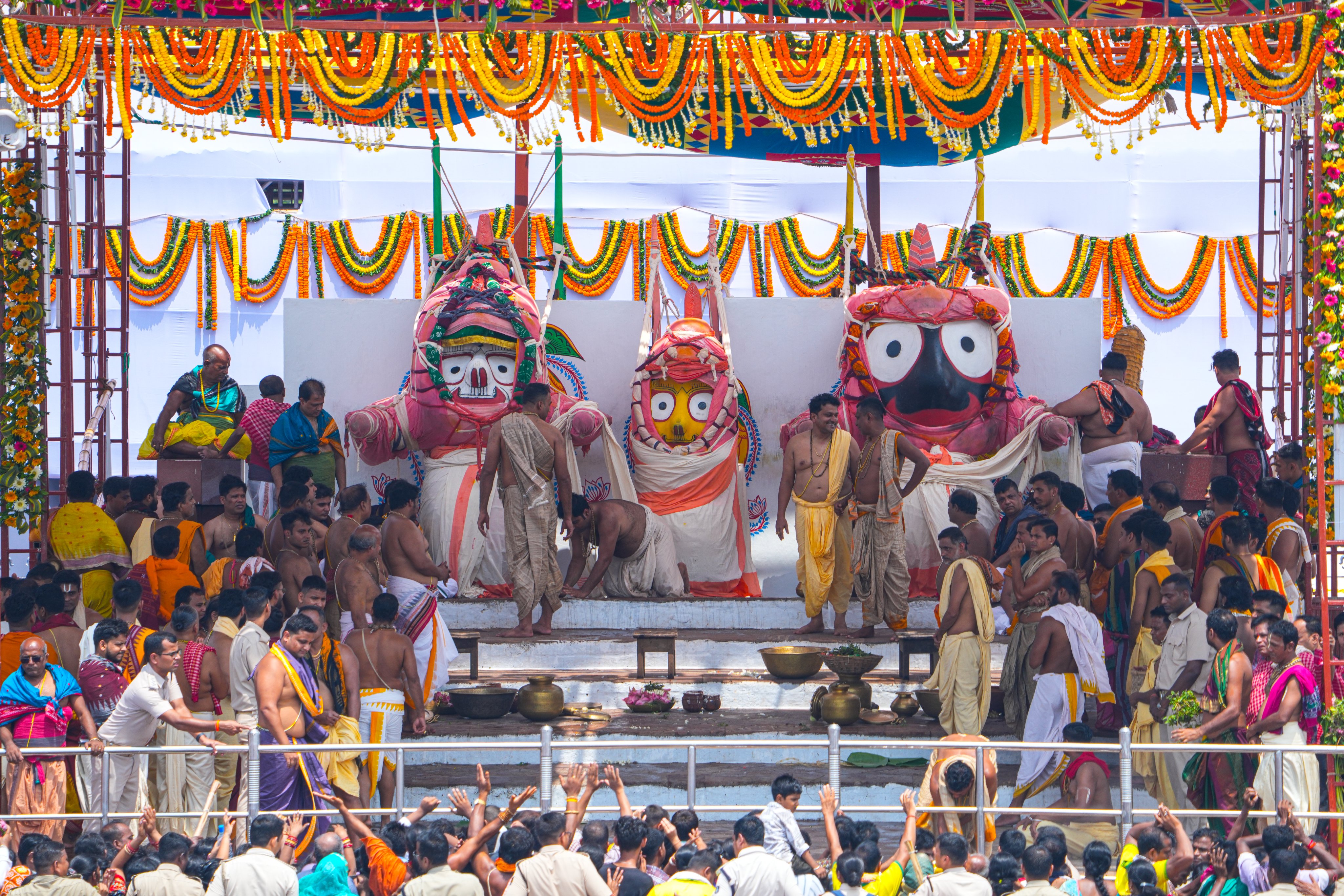 Shree Jagannatha Temple, Puri- Shree Jagannatha, Shree Balabhadra & Devi Subhadra from Snana Mandap