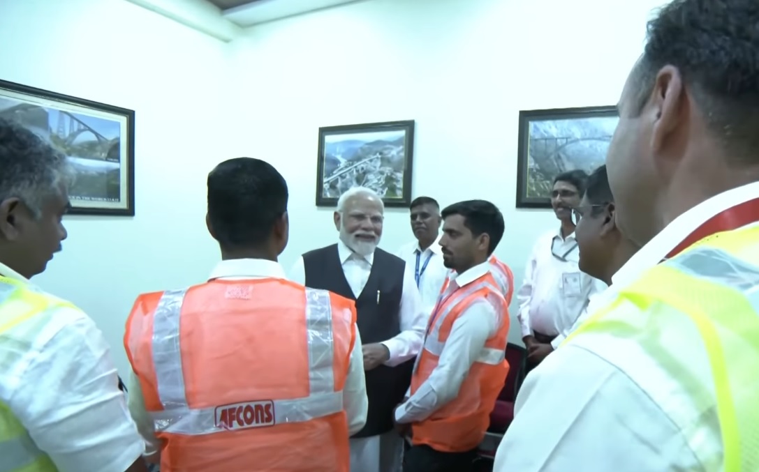 PM Modi interacts with Udhampur-Srinagar-Baramulla Rail Link Project Team in J&K