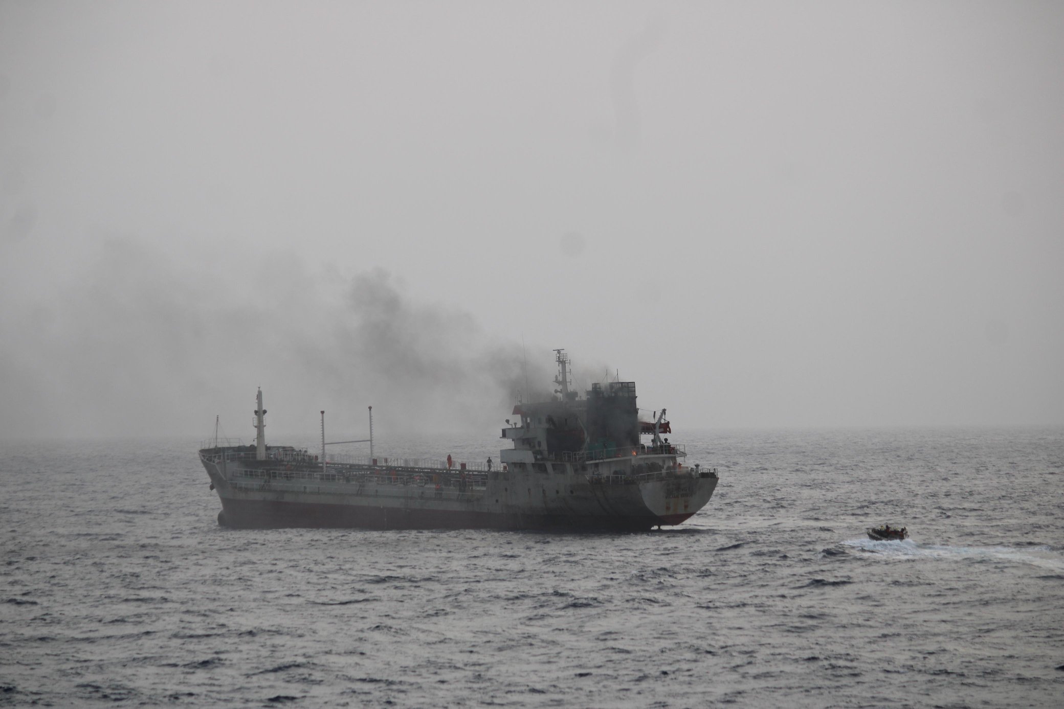 INS Tabar leads rescue ops after oil tanker catches fire in Gulf of Oman
