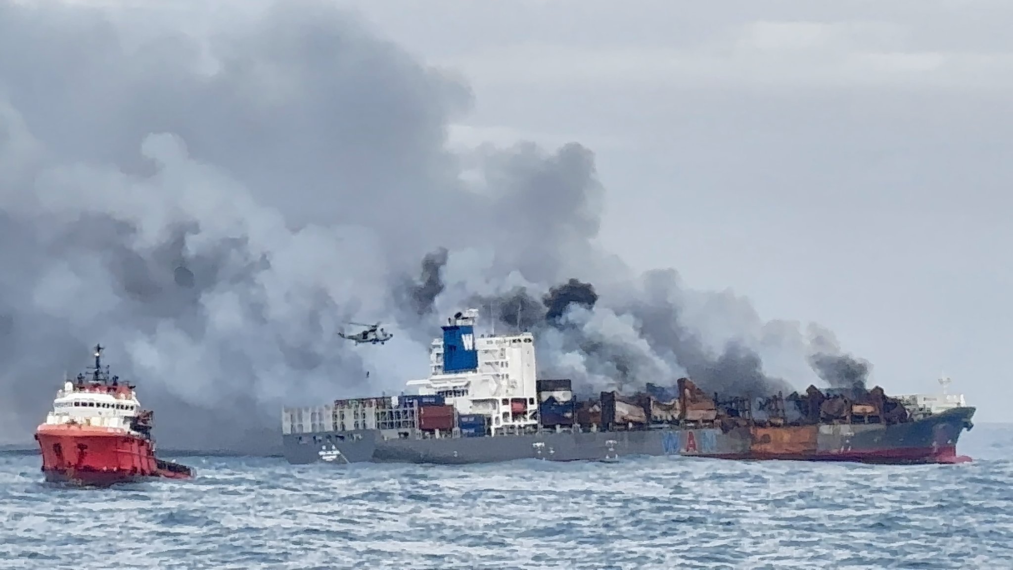 In a daring operation, Indian Navy successfully undertook aerial insertion of the salvage team onboard distressed vessel MV Wan Hai 503, which has been on fire since 09Jun 25