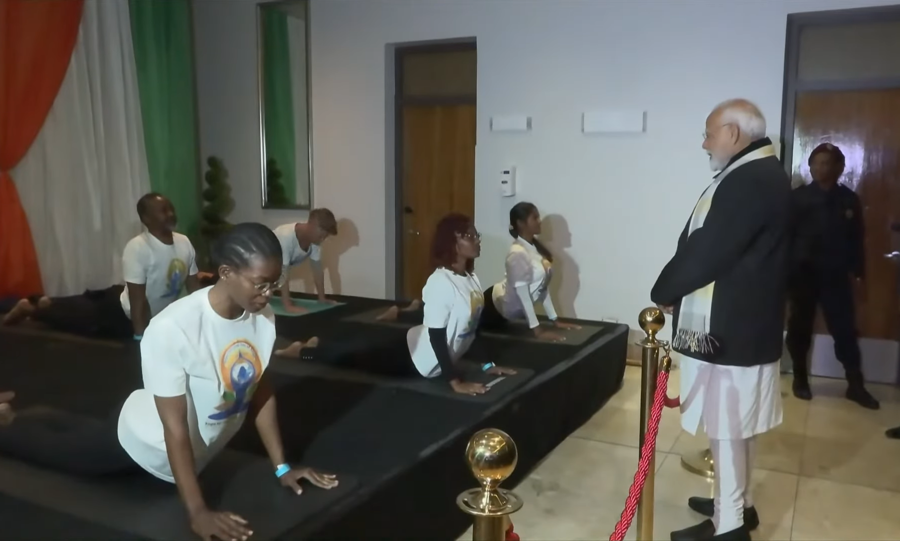 PM Modi greeted with a special Yoga performance in Windhoek, Namibia
