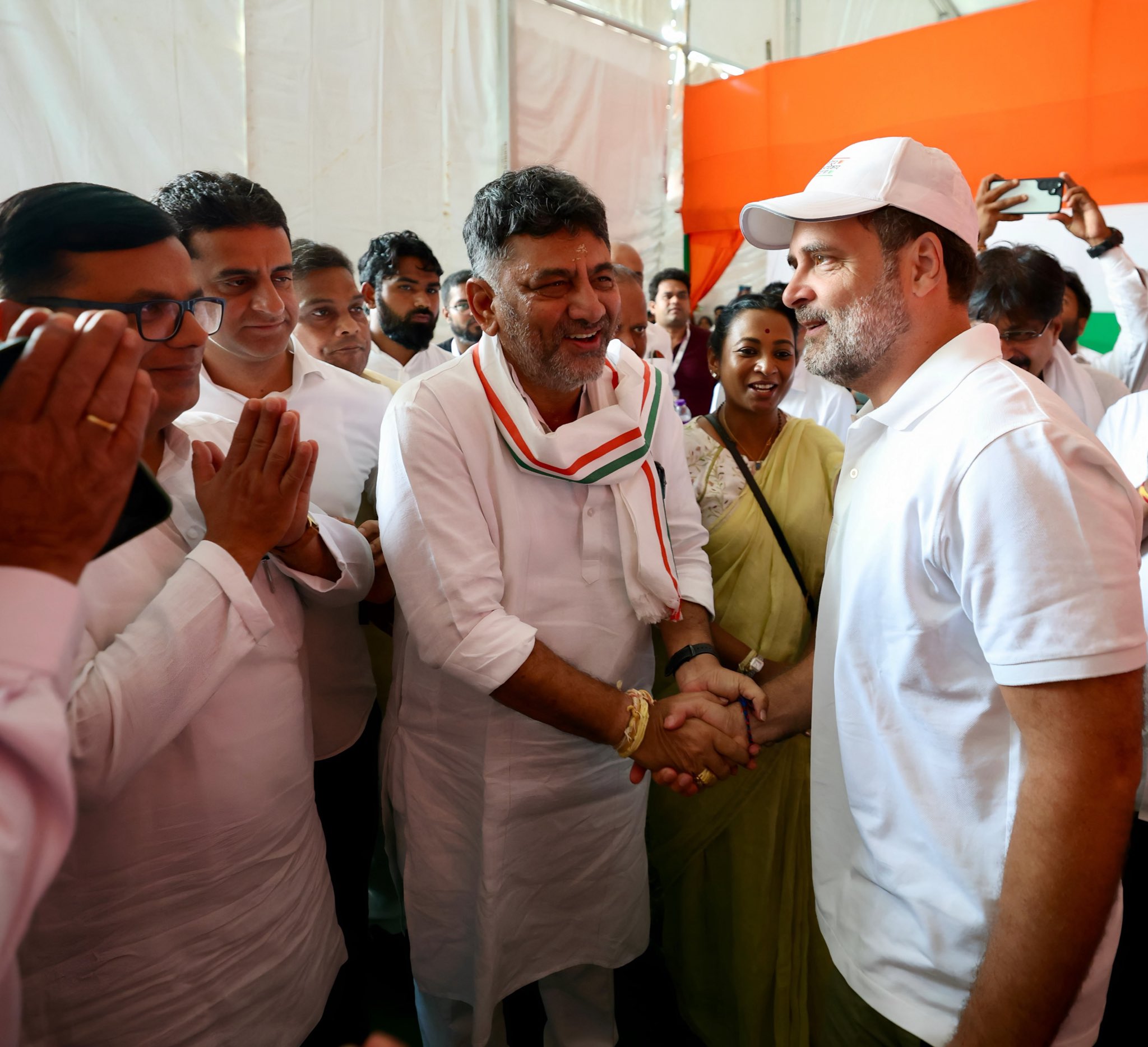 Karnataka Dy CM DK Shivakumar participates in the Voter Adhikar Yatra, Bihar