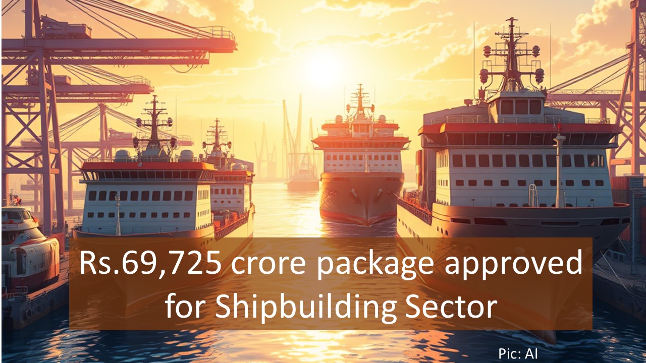 Cabinet approves Rs.69,725 crore package to revitalize India’s Shipbuilding and Maritime Sector